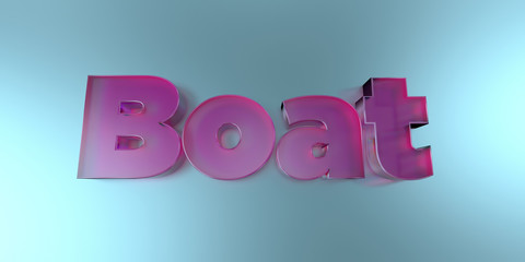 Boat - colorful glass text on vibrant background - 3D rendered royalty free stock image.