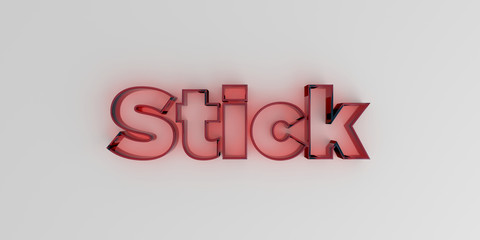 Stick - Red glass text on white background - 3D rendered royalty free stock image.