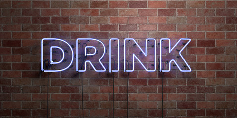 Obraz premium DRINK - fluorescent Neon tube Sign on brickwork - Front view - 3D rendered royalty free stock picture. Can be used for online banner ads and direct mailers..