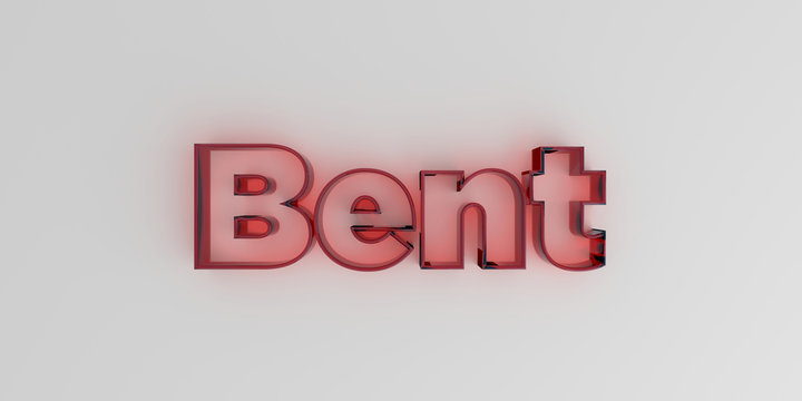 Bent - Red glass text on white background - 3D rendered royalty free stock image.