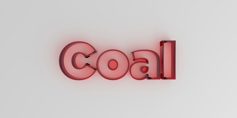 Coal - Red glass text on white background - 3D rendered royalty free stock image.