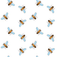 Bee vector seamless pattern for textile design, wallpaper, wrapping paper 