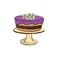Delicious birthday cake icon vector illustration graphic design