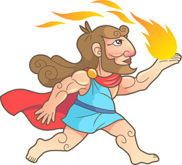 Greek god Prometheus brings fire people
