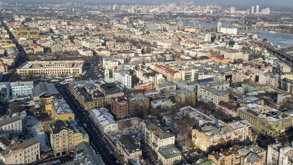 Fototapeta premium Aerial shot of the city with unmanned Kiev Ukraine