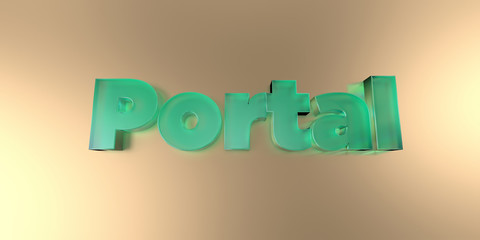 Portal - colorful glass text on vibrant background - 3D rendered royalty free stock image.