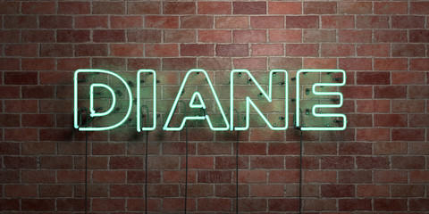 Fototapeta premium DIANE - fluorescent Neon tube Sign on brickwork - Front view - 3D rendered royalty free stock picture. Can be used for online banner ads and direct mailers..