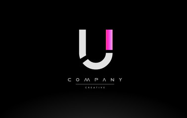 u pink black white creative modern letter logo icon design vector