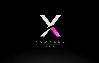 x pink black white creative modern letter logo icon design vector