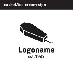 a simple sign of the coffin in the form of ice cream for your logo