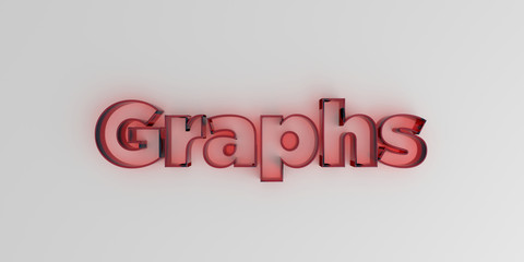 Graphs - Red glass text on white background - 3D rendered royalty free stock image.