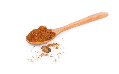 Sugarcane Hard Molasses or Jaggery and sugar on white background