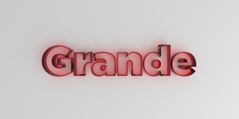 Grande - Red glass text on white background - 3D rendered royalty free stock image.