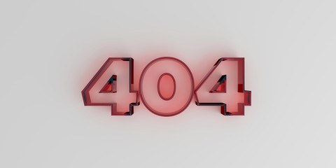 $404 - Red glass text on white background - 3D rendered royalty free stock image.
