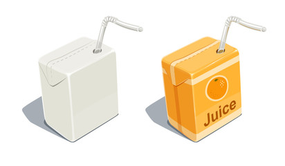 Cardboard pack with tube blank for orange juice