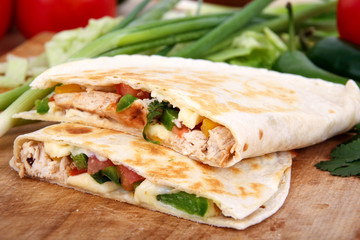 chicken quesadilla plate closeup