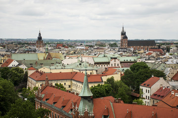 Fototapeta premium Aerial view Krakow Poland - Church St. Mary and roof of city