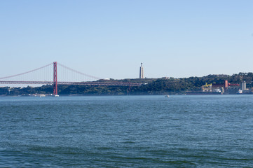 Fototapeta premium Rio Tajo and Lisbon Bridge, Portugal