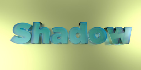 Shadow - colorful glass text on vibrant background - 3D rendered royalty free stock image.