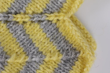 knitted yellow and grey chevron fabric