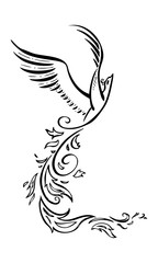 Obraz premium Decorative phoenix bird. Vector tattoo 