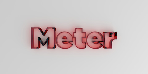 Meter - Red glass text on white background - 3D rendered royalty free stock image.