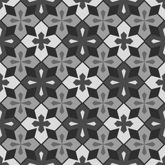 Abstract seamless black, grey and white geometric vector pattern.