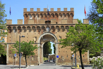 Porta Romana Gate in Siena, Tuscany, Italy, Europe.