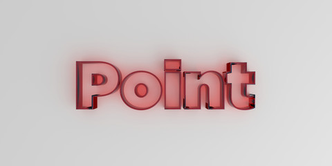 Point - Red glass text on white background - 3D rendered royalty free stock image.