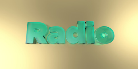 Radio - colorful glass text on vibrant background - 3D rendered royalty free stock image.