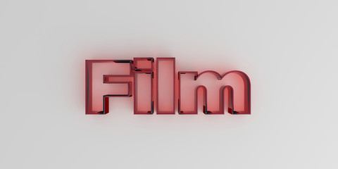 Film - Red glass text on white background - 3D rendered royalty free stock image.