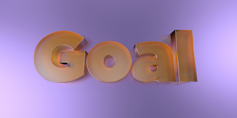 Goal - colorful glass text on vibrant background - 3D rendered royalty free stock image.
