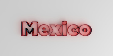 Mexico - Red glass text on white background - 3D rendered royalty free stock image.