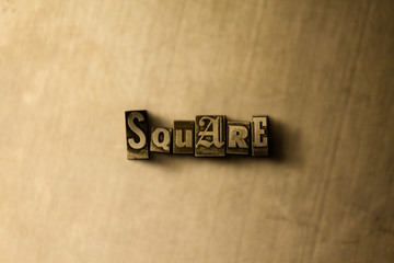 SQUARE - close-up of grungy vintage typeset word on metal backdrop. Royalty free stock illustration.  Can be used for online banner ads and direct mail.