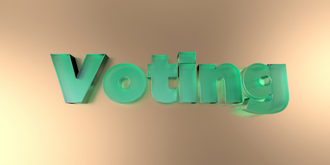 Voting - colorful glass text on vibrant background - 3D rendered royalty free stock image.