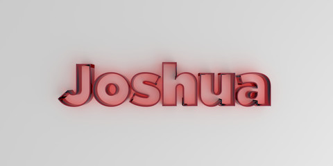Joshua - Red glass text on white background - 3D rendered royalty free stock image.