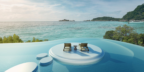 Swimming Pool with  the sea