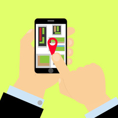 City map on phone screen