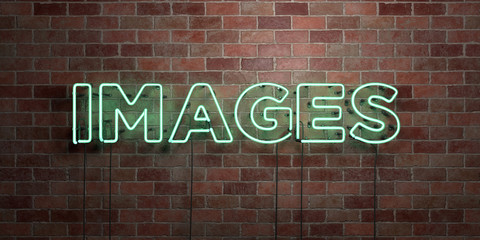 Obraz premium IMAGES - fluorescent Neon tube Sign on brickwork - Front view - 3D rendered royalty free stock picture. Can be used for online banner ads and direct mailers..