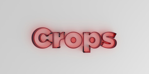Crops - Red glass text on white background - 3D rendered royalty free stock image.