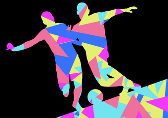 Soccer men football players active sport silhouettes vector abstract mosaic background
