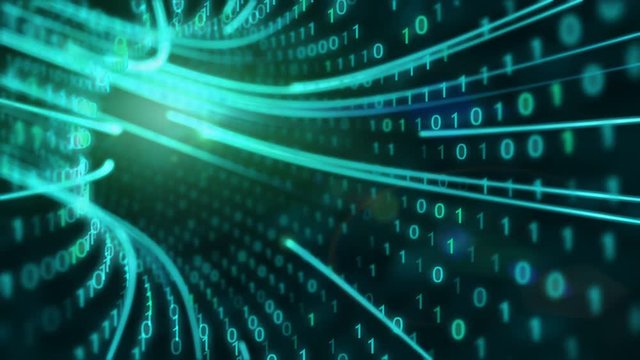 Digital tunnel with endless tube of numbers. Internet technology background. Seamless Loop, 4k