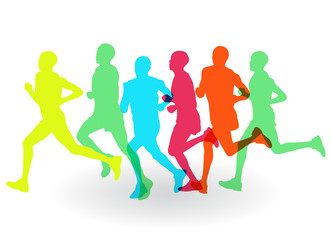 Plakat Running marathon people group vector illustration