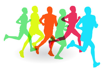 Plakat Running marathon people group vector illustration