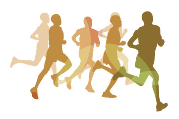 Fototapeta na wymiar Running marathon people group vector illustration