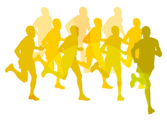 Running marathon people group vector illustration