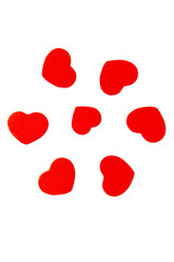 love symbol, red hearts, isolated on white
