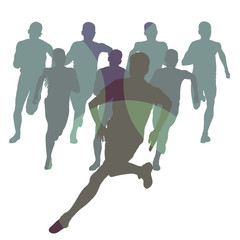Running marathon people group vector illustration