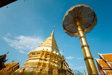 Travel in Chiang Mai, Thailand (Doi Suthep) with clear blue sky on day