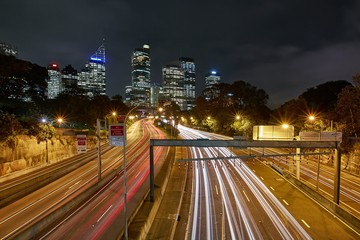 Urban highway at night